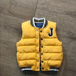 Yellow Quilted Puffer Vest with J Patch